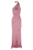 Celestino Floral Metallic Knit Maxi Dress Pink