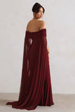 Carlotta Berry Bardot Maxi Dress With Chiffon Cape