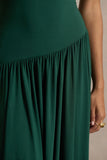 Ione Teal Wrapped Midi Dress With Hanky Hem