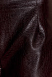 Henry Croc Faux Leather Straight Leg Pants Dark Chocolate