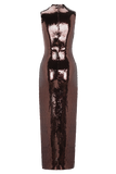Veronica Sequin Midi Dress Chocolate