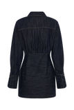 Zarah Denim Long Sleeve Mini Dress Indigo Pinstripe