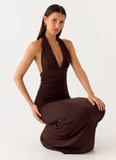 Ilaria Halter Maxi Dress Chocolate