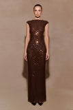 Samara Sleeveless Diamante Maxi Dress Chocolate