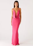 Pure Heart Cowl Maxi Dress Fuchsia