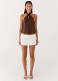 Maddox Scarf Top Chocolate