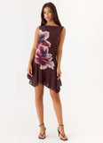 Maris Asymmetrical Mini Dress Velvet Bloom