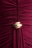 Beverly Burgundy Bandeau Maxi Dress With Gathered Detailing
