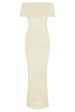 Solstice Off Shoulder Crochet Knit Maxi Dress Ivory