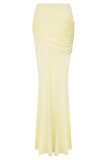 Irene Gathered Knit Maxi Skirt Lemon
