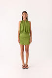 Dialed In Chiffon Mini Dress Fern Green