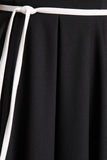 Nataline Black Round Neck Midi Dress With White Belt Detail