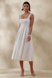 Ashmara White Lace Square Neck Midi Dress