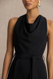 Corina Black Cowl Neck Jumpsuit With Tie Detail