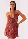 Sahara Nights Beaded Mini Dress Rust