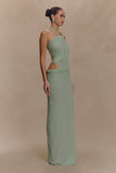 Edwina Knotted Mesh Maxi Dress Sage