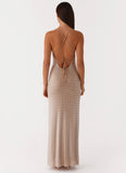 Tula Beaded Mesh Maxi Dress Silver Diamante