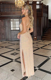 Miranda Gold Velvet Formal Maxi Dress