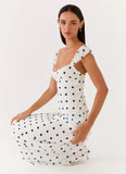 Roma Notte Maxi Dress Porcelain Blue Polka Dot
