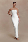 Jianna Strapless Mesh Maxi Dress Ivory