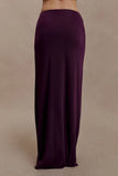 Erina Slinky Ruched Maxi Skirt With Hardware Aubergine