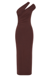 Anastasia One Shoulder Modal Midi Dress Mahogany