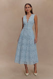 Arla Broderie Midi Skirt Pale Cornflower Blue