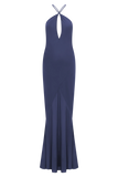 Nerea Slip Halter Maxi Dress Purple Ink