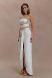 Paulina Cut Out Strapless Maxi Dress White