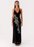 Beki Beaded Mesh Maxi Dress Black