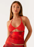 Wild Flame Sequin Top Scarlet Blur