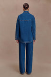 Georgette Mid Rise Paneled Denim Jeans Dark Blue