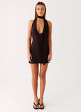 Melisande Scarf Neck Mini Dress Cool Chocolate