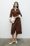 Mikaila Asymmetric Shirt Dress Dark Chocolate