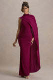 Maeve Burgundy Cape Sleeve Draped Maxi Dress