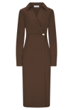 Mikaila Asymmetric Shirt Dress Dark Chocolate