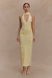 Wynn Floral Knit Midi Dress Lemon