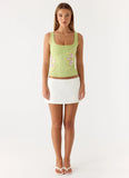 Michele Floral Top Lime