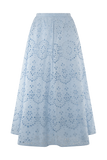 Arla Broderie Midi Skirt Pale Cornflower Blue