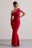 Lita Red Twisted Asymmetric Maxi Dress