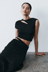 Haven Slinky Twist Midi Skirt Black