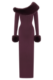 Karleigh Faux Fur Knit Maxi Dress Plum