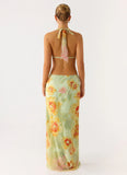 Really Something Beaded Maxi Dress Green Floral Beaded