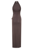 Cindylou Halter Knit Maxi Dress Peppercorn