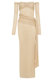 Ingrid Metallic Knit Maxi Dress Bronze