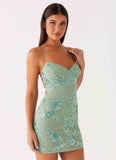 Vietta Sequin Cami Micro Mini Dress Mint