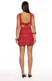 Not That Easy Red Beaded Party Mini Dress
