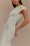 Kinsley Slinky Maxi Dress With Hardware Ivory