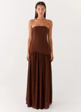 Eden Strapless Maxi Dress Brown