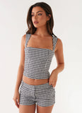 Clayton Tailored Shorts Black Gingham